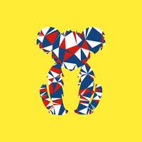Australian Flag Color Geometric Koala Portraits on white background. vector