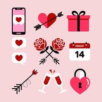 Flat style Valentines Day icon set. vector
