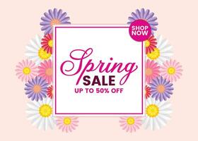 Minimalist Spring Sale Banner Design with Floral Elements and Textures Template for Social Media, Posters, Invitations, Web Ads, and Mobile Apps. vector