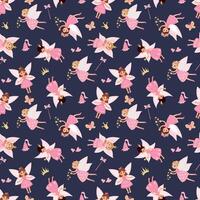 Magical Seamless Pattern with Fairies. Design for fabric, textile, wallpaper, packaging, nursery vector