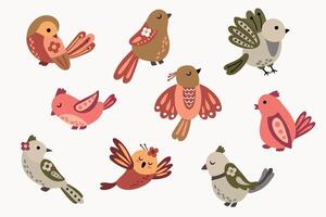 Birds set. Magic birds. White background isolate vector