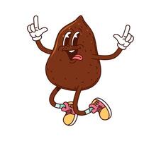 Funny groovy truffle character cheerfully dancing vector