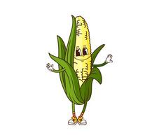 Groovy corn vegetable character with sweet kernels vector