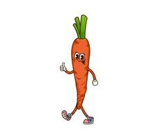 Groovy carrot vegetable character with thumbs-up vector
