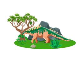 Dinosaur, prehistoric lizard character Polacanthus vector