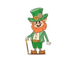 Cartoon leprechaun groovy character, St Patrick vector