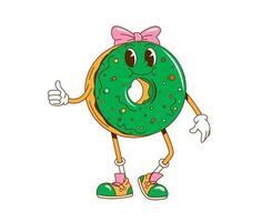 Cartoon retro groovy saint patrick day donut vector