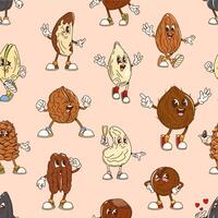 Nut groovy characters seamless tile pattern vector