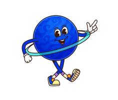 Uranus solar system groovy planet retro character vector