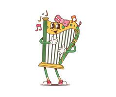 Cartoon Irish harp groovy character St Patrick day vector