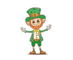 Cartoon retro funny leprechaun groovy character vector