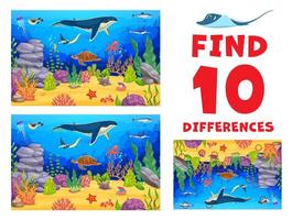 Find tend differences between sea animals riddle vector