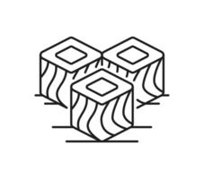 Salmon fish and meat line icon of sushi hosomaki vector