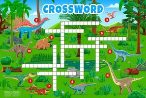 Crossword quiz game grid with prehistoric dinosaur vector