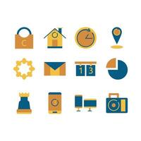 Flat Design Icon Set of Business Office Work Setting Equipment vector