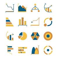 Flat Design Icon Set of Business Finance Economy Infographic Statistic Diagram Data vector