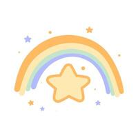 Cute Colorful Rainbow Star Nature Childish Cartoon in the Sky vector