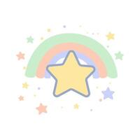 Cute Colorful Pastel Rainbow Star Childish Cartoon in the Sky vector
