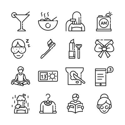 Line Art Icon Set of Sport Healthy Food Activity Lifestyle and Stuff