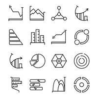 Line Art Icon Set of Business Finance Economy Infographic Statistic Diagram Data vector