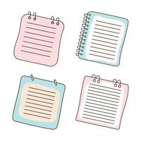 Collection of Cute Pastel Empty Line Note Paper Binder Page Sheet vector
