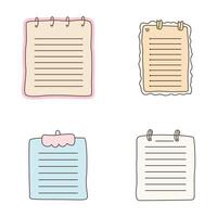Collection of Cute Pastel Empty Line Note Paper Memo Page Sheet vector