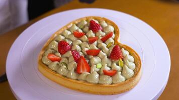 Pistachio is timelapseed on a cake video