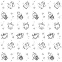 random doodle drink pattern vector