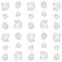 doodle baking ang cake pattern vector