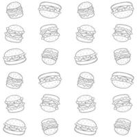 doodle burger pattern vector