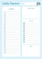 Daily Planner Template with Schedule and To-Do List vector