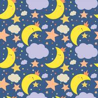 pattern with moon and clouds for baby boy vector
