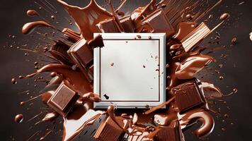 Rectangular text space with chocolate splashes video