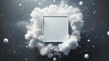 Rectangular text space with snowy particles video