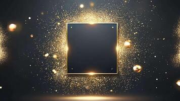 Realistic rectangular text space with golden accents video