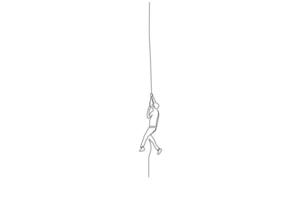 man holding rope in the air fall afraid help alone life one line art design vector