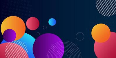 Abstract 3D background with dark blue color and colorful circle pattern design. Dynamic blue gradient background design. eps10 vector