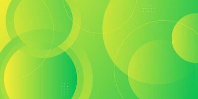 Abstract 3D background with bright green and yellow gradient color background. Simple circle pattern elements. Cool design. vector