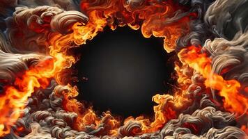 Realistic fiery frame with text space video