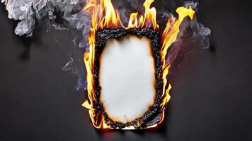 Front view of burning paper edges video