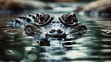 Crocodile half-submerged in water video