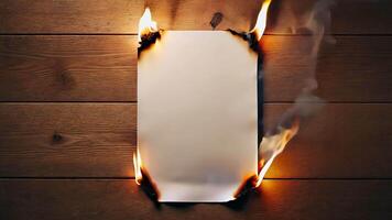Top-down view of a burning A4 paper video