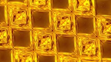 Movement of Geometric Elements in the Form of a Kaleidoscope in Yellow and Gold Tones. video