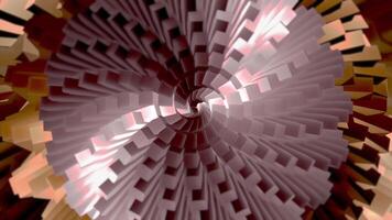 Geometric 3D Object in the Form of a Rotating Tunnel in Golden Tones. video