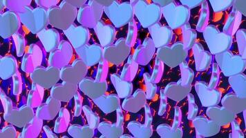 Floating Animated 3D Objects Rotating in Zero Gravity in the Form of Blue Hearts. video
