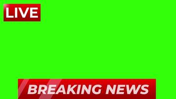 Breaking news live banner loop animation on a green screen background. A modern news concept video