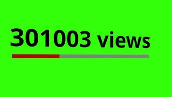 1 million views on a streaming website with a green screen background. featuring a counter increasing on a social media platform with a progress bar video