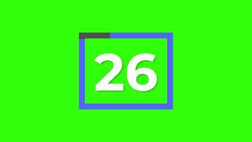 square countdown timer thirty seconds animation from 30 to 0 seconds on green screen background video