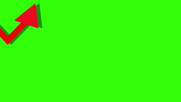 red arrow downward as a symbol of business failure on green screen or chroma key background video