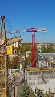 Construction site shot from above. Vertical video